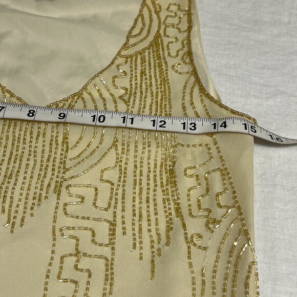 Frock and Frill Beaded Flapper Dress 20s Style Nude Golg Size 4 US Gatsby Art - Picture 8 of 13